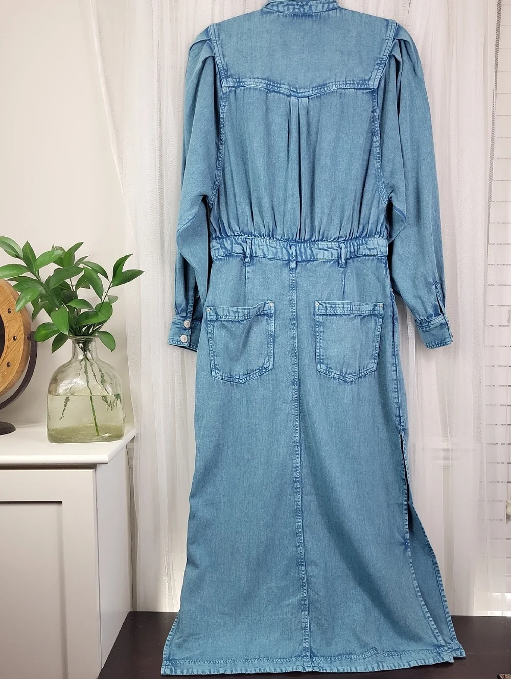 NWOT Free People mad love small denim midi dress‎ in Skyfall. Size M